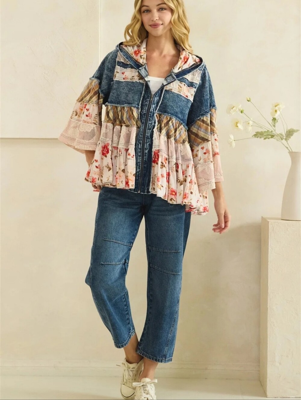 #1791 Oli & Hali Wildflower Wanderer Patchwork Hoodie - Picture 9 of 12